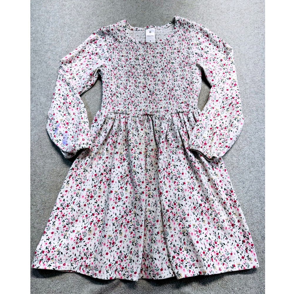 Target Youth Girls Size 8 Floral Smocked Dress Long Sleeve Cottagecore School